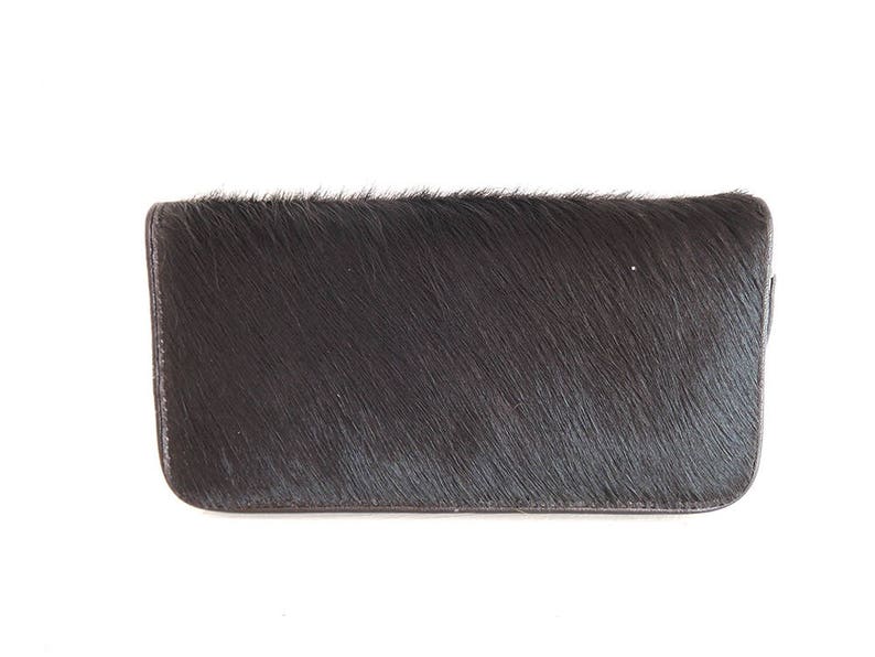 WOMEN'S LEATHER Wallet in Black Calf Hair on Hide / Cow Etsy