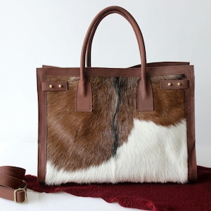 BORSA DA UFFICIO per donna, cartella in pelle marrone bianco, custodia per Mac Book Pro 13, borsa per laptop con tracolla, borsa a tracolla in pelle, pronta per la spedizione