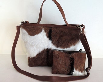 HAIR ON HIDE Bag, Brown Leather Tote Cowhide Bag. Cowhide Leather Tote, Cowhide Purse, Western Purses and Bags, Shopper Bag Leather, Boho.