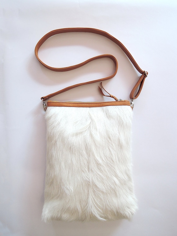 WHITE CALF HAIR Tote Bag / Small Cross Body Purse in Etsy