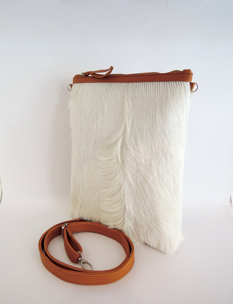 WHITE CALF HAIR Tote Bag / Small Cross body Purse in Etsy