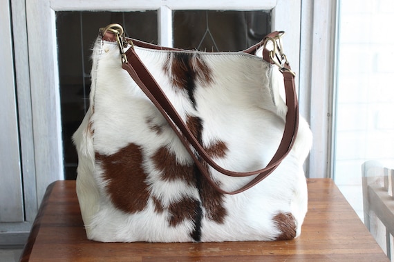 Cowhide Leather Hobo Bag - College Bags - Cow Hide Crafts