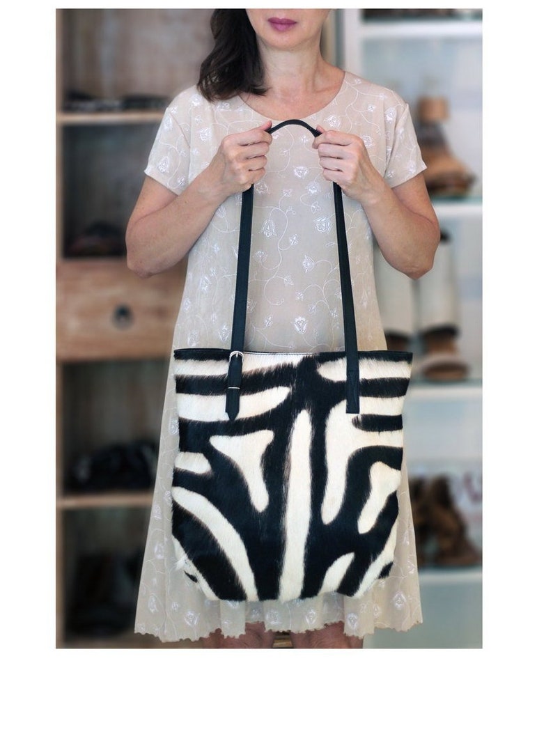 fluffy zebra tote bag