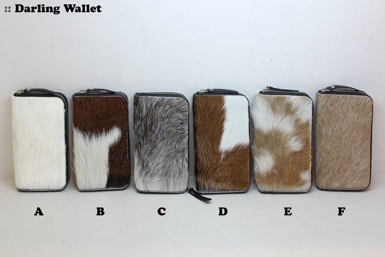 TAN WHITE COWHIDE Wallet Calf Hair Purse Pony Hair Wallet Etsy