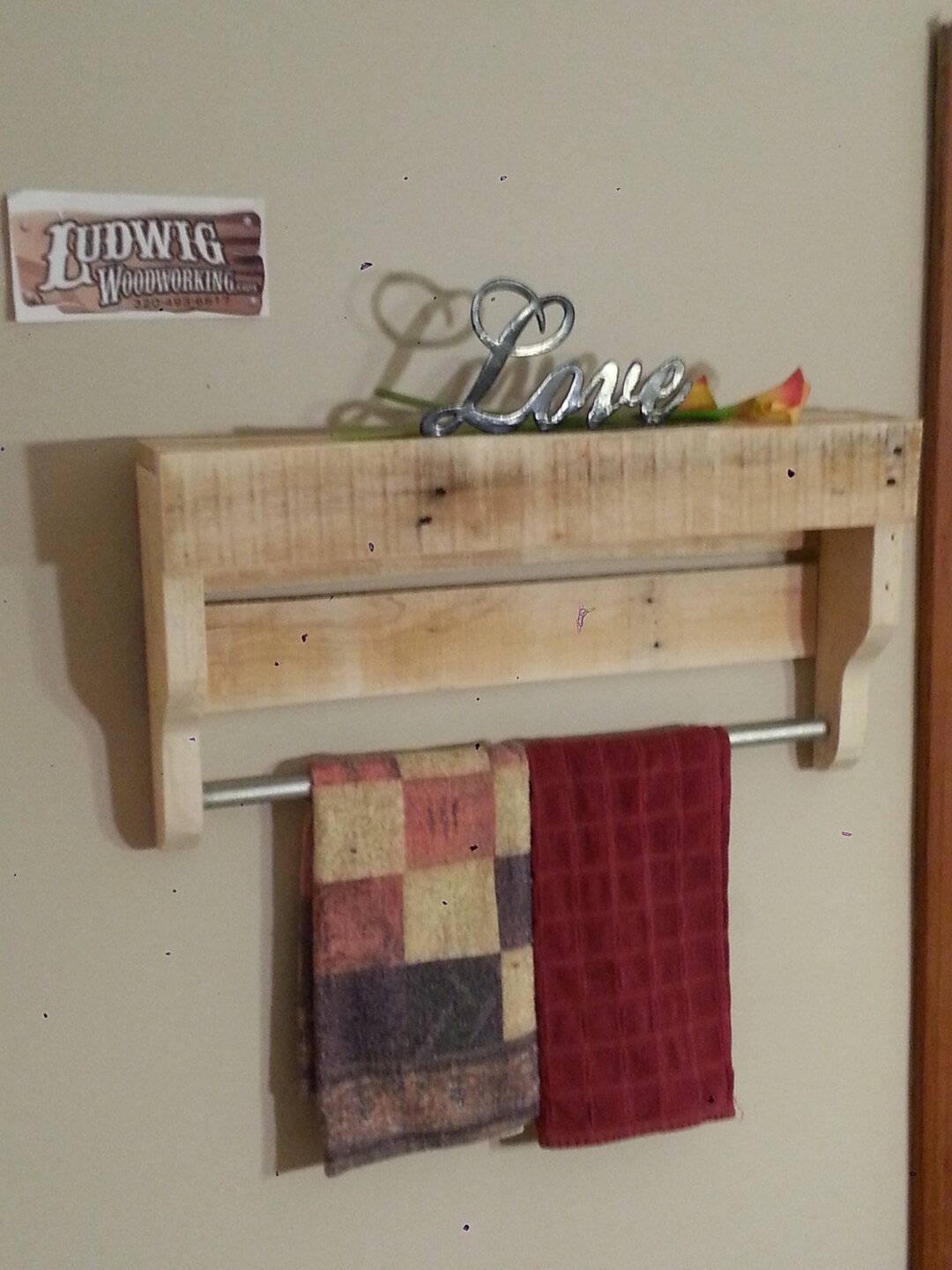 Small Rustic Pallet Wood Towel Rack Etsy