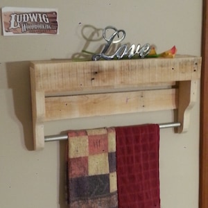 Small rustic pallet wood towel rack