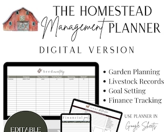 The Homestead Management Planner- Digital Version (Editable Spreadsheets)