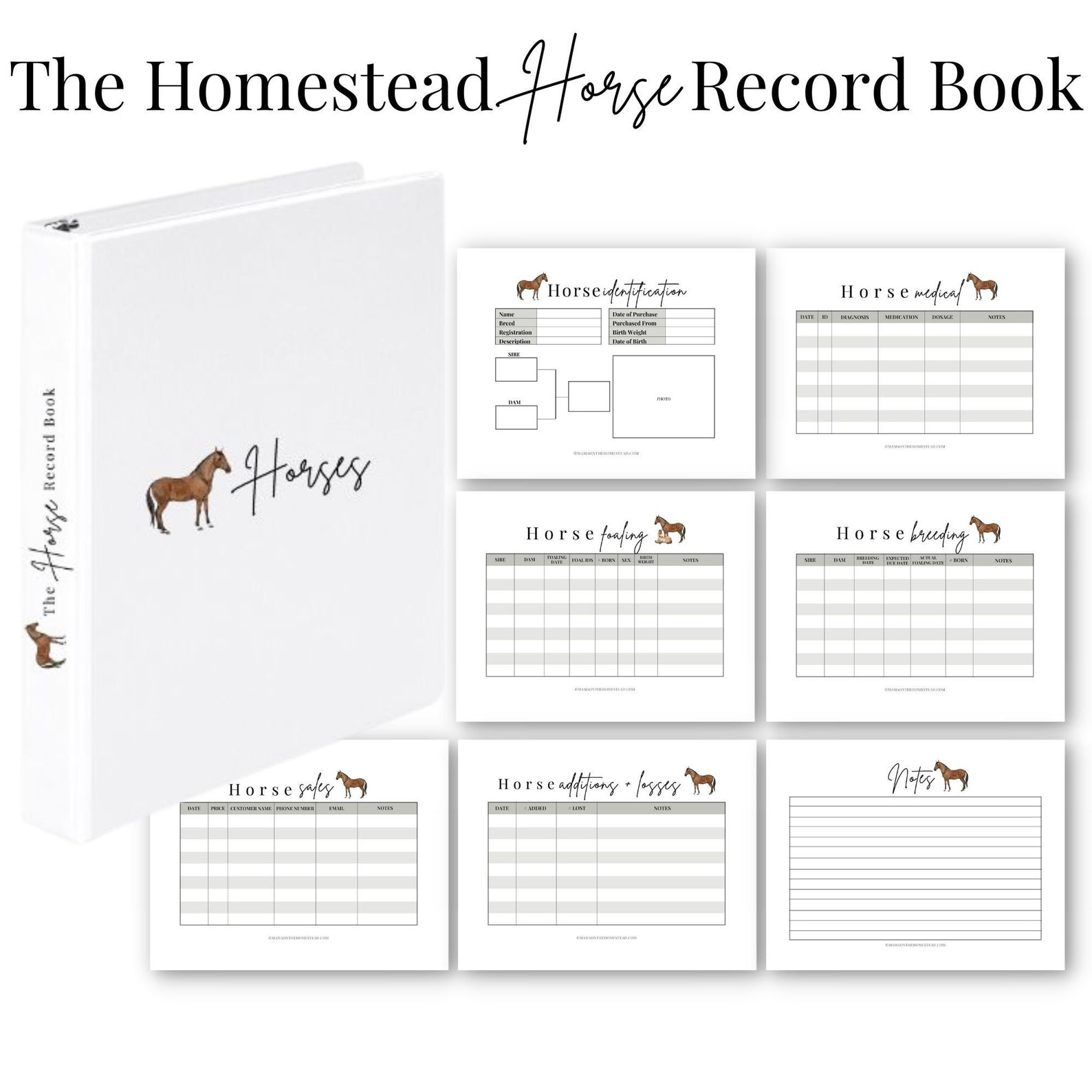The Homestead Horse Record Book Etsy