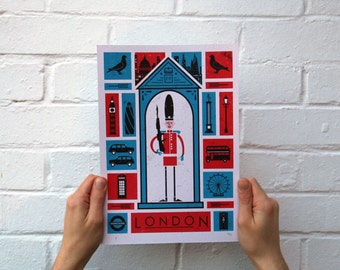 Screen Printed London Poster | London Silk Screen | Illustrated Hand Printed the big smoke Art Print | Screen Print Poster