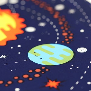 Solar System Screen Printed Poster The Solar System Silk Screen Illustrated Hand Printed Space Art Print Screen Print Poster image 7