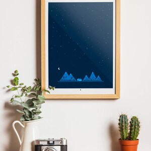 Night Mountains Screen Printed Poster Silk Screen Illustrated Hand Printed Forest Art Print Outdoors Screen Print image 7