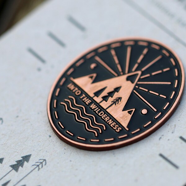 Into The Wilderness Enamel Pin - Free UK Postage - Black & antique copper | Limited Edition Badge | Lapel Pin Forest Badge |  Enamel Pin