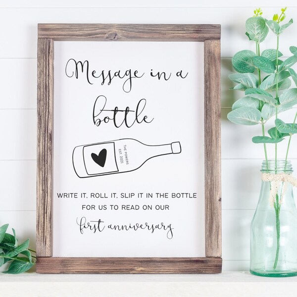 Message in a Bottle, Wedding Sign, Customized, Includes Couples Name and Date, DIGITAL DOWNLOAD