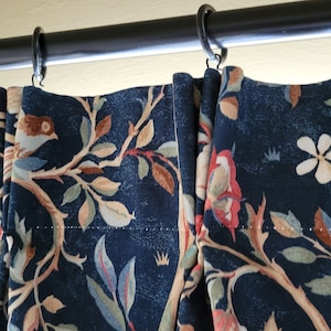 One Curtain Panel &quot;FreeSpirit Orkney Melsetter Indigo&quot; Fabric, Pleated Top - William Morris & Co. Home Decor. Handmade in Ohio