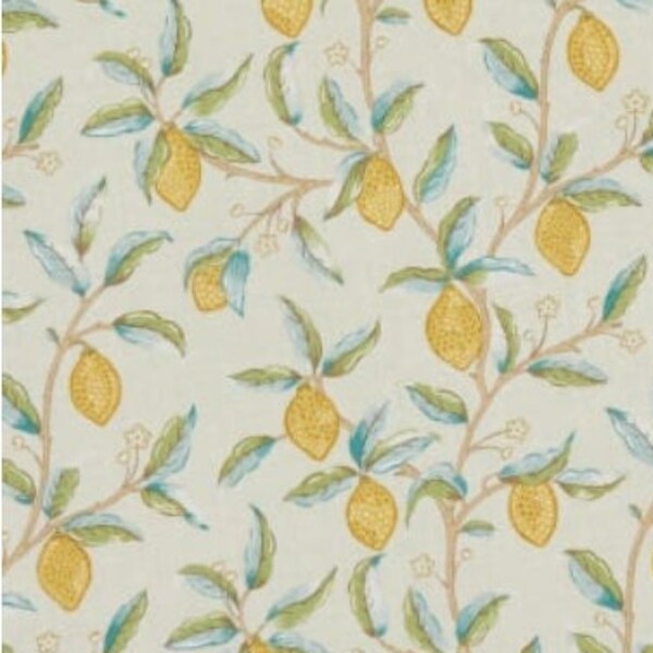 One Curtain Panel or Valance "FreeSpirit Orkney Lemon Tree Linen" Custom Made to Order Drapery with fabric by William Morris