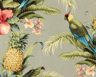 Outdoor Pillow Covers "Tommy Bahama Indoor/Outdoor Beach Bounty Tangelo" - Square covers. Palm leaves. Island Decor. Beach house. Parrots