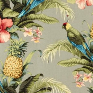 Outdoor Pillow Covers &quot;Tommy Bahama Indoor/Outdoor Beach Bounty Tangelo&quot; - Double sided, Square, handmade cover. Parrots and Pineapples