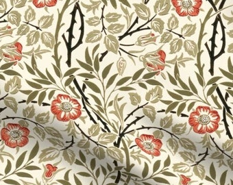 One (1) Curtain Panel - "Sweet Briar by William Morris" - 50 inch Wide, Blackout lining available. Linen Cotton Canvas
