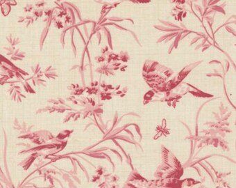 One Holiday Tree Skirt "Aviary De Trianon Florals Birds Butterflies Pearl Faded Red" fabric Antoinette French General