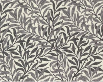 One Curtain Panel "Willow Boughs Blenders Leaf Vines Dove" fabric Ebony Suite By Barbara Brackman for Moda Fabrics. William Morris Design