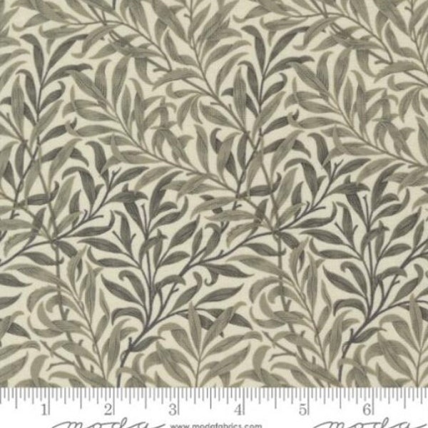 Throw Pillow Cover - "Willow Boughs Blenders Leaf Vines Porcelain" fabric Ebony Suite by Barbara Brackman for Moda Fabrics. William Morris