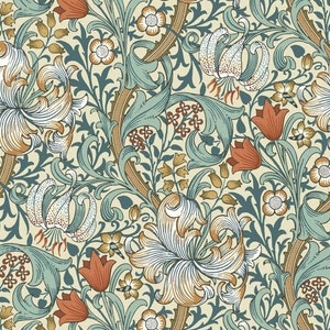 Throw Pillow Cover - "Standen Golden Lily Autumn" Fabric, FreeSpirit Fabrics, Morris & Co. Custom Pillow Covers