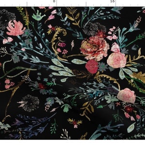 One Roman Shade &quot;Fable Floral Black&quot;. Window Treatments for Home or Business. Bold, Large Flowers, Branches and Twigs.