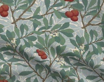 One Curtain Panel or Valance "William Morris ~ Arbutus ~ Original" - Handmade cotton curtains featuring berries and branches