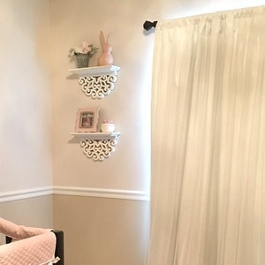 One Curtain Panel or Valance - Ivory Blackout Curtain with White Net Lace Sheer Overlay - Handmade to Order Light Blocking Window Treatments