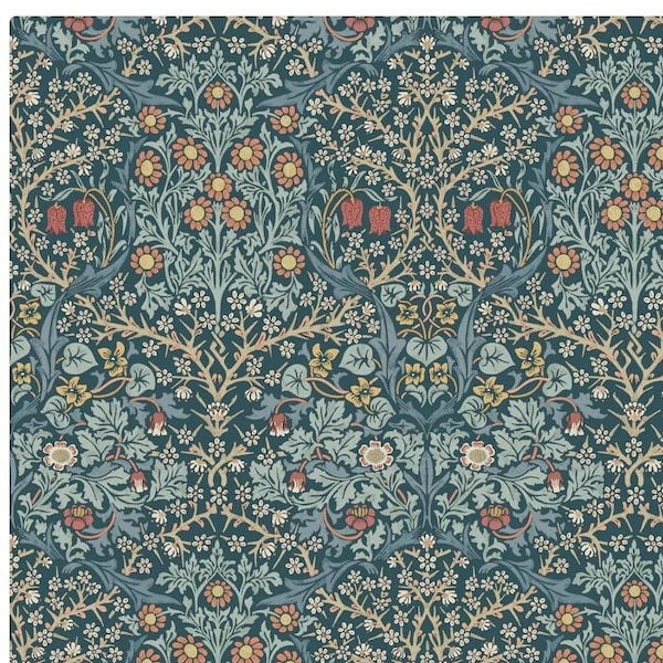 One Curtain Panel or Valance "Blackthorn Indigo" FreeSpirit Fabrics, The Original William Morris & Co. Handmade Elegant Blue Floral Curtains