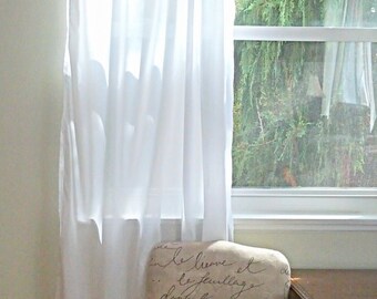 White Cotton Batiste Curtain Custom Order One Panel Etsy