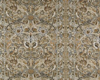 Elegant Home Decor designed by William Morris Foundation Bold One Curtain Panel Freespirit Montagu Brunswick Weave Fawn Fabric