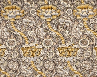 Elegant Home Decor designed by William Morris Foundation Bold One Curtain Panel Freespirit Montagu Brunswick Weave Fawn Fabric
