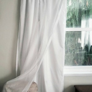 One Blackout Curtain Panel with Voile Overlay - Custom Order Drapery Privacy Bedroom Drapes Noise Reducing, Blocking Curtains White Decor