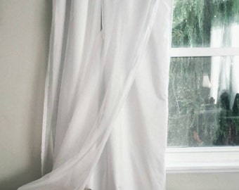 One Curtain Panel - White Blackout Curtain with Cotton Voile Overlay - Handmade in Ohio, Custom Order Privacy Drapes