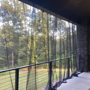 One (1) Outdoor Curtain Panel - No-see-um Netting - Black or White - Gnat, Mosquito Net for Patio - Bug Net. Outdoor Safe/Resistant