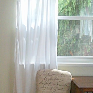 White Cotton Batiste Curtain Custom Order - One Panel - Simple, Drapery Panel, Light Filtering Semi-Sheer Home Drapes, white cotton curtains image 1