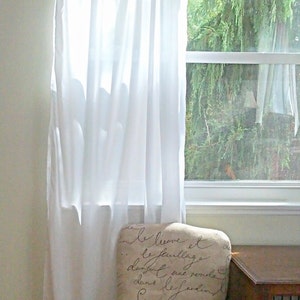 White Cotton Batiste Curtain Custom Order One Panel Simple, Drapery Panel, Light Filtering Semi-Sheer Home Drapes, white cotton curtains image 1