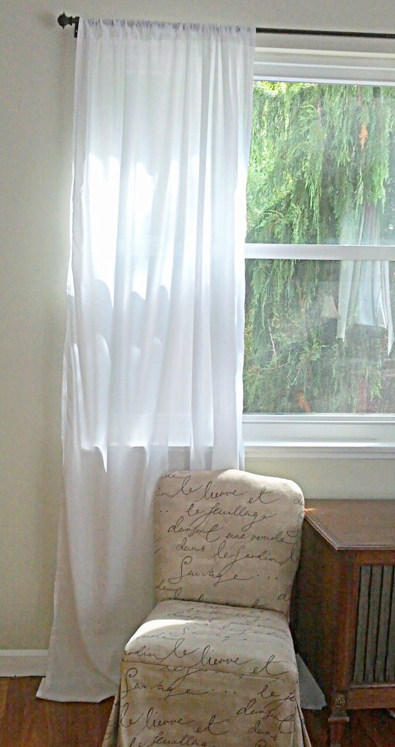 White Cotton Batiste Curtain Custom Order One Panel Simple, Drapery Panel, Light Filtering Semi-Sheer Home Drapes, white cotton curtains image 1