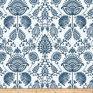 One Curtain Panel or Valance "Premier Prints Silas Canvas Italian Denim" fabric. Custom Handmade to Order Window Treatments.