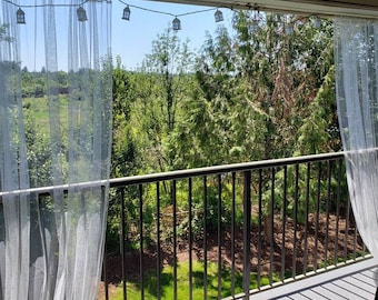 One White Mosquito Netting Curtain Panel. 98" l x 110" w.  Read Description for Product details. Outdoor Patio, Porch, Lanai Insect Barrier