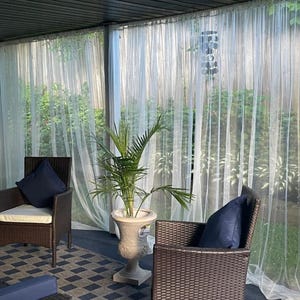 One White Mosquito Netting Curtain Panel. 98&quot; l x 110&quot; w.  Read Description for Product details. Patio or Bedroom Window Net Curtain Panels