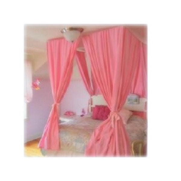 Twin Size Canopy DIY Hardware Kit - Ceiling Suspended Hanging Four Poster Curtain Frame Princess Crown Drapery Hanger Kid Bedroom