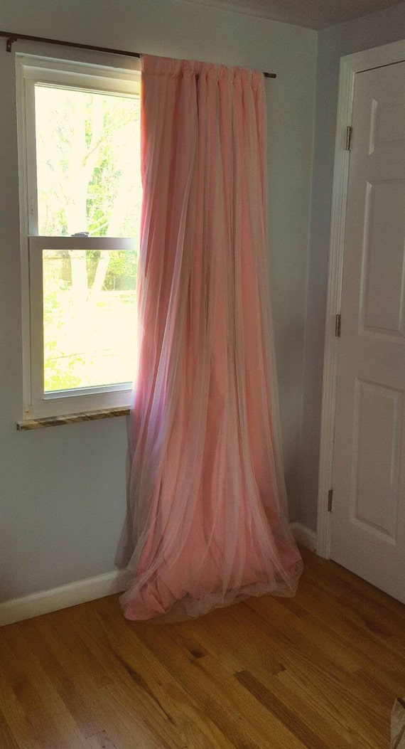 Pink Blackout One Curtain Net Lace Overlay Sheer White Panel Etsy