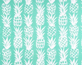 Premier Prints Luxe Outdoor Pineapple Surfside Basketweave Drapery Curtain Panel - Pineapple, Custom handmade drapes, designer fabric, aqua