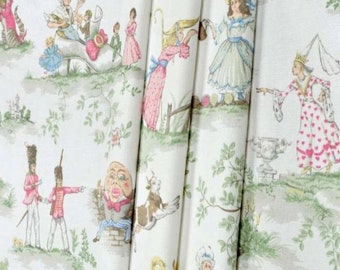 One Curtain Panel &quot;Covington Over The Moon&quot; Toile Fabric - 50&quot; wide - Lining optional - Nursery Rhyme - Handmade Drapes
