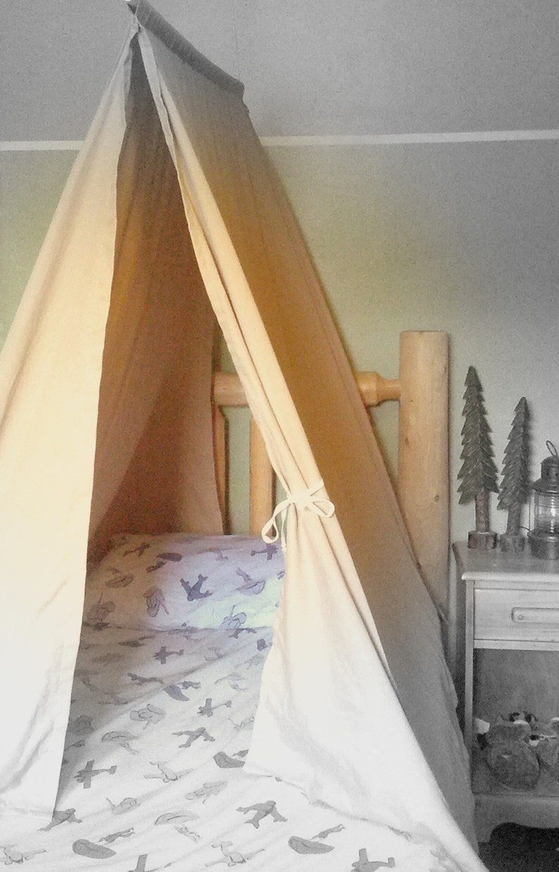 BED TENT Custom Teepee Canopy for Boys or Girls Kids Bedroom Play Tents for Camping Outdoor Lodge Cottage Decor Full Queen King Twin image 2