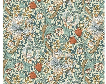 One Roman Shade - Made with "William Morris Autumn - Golden Lily- Standen" Fabric by Freespirit Fabrics - Window Treatment