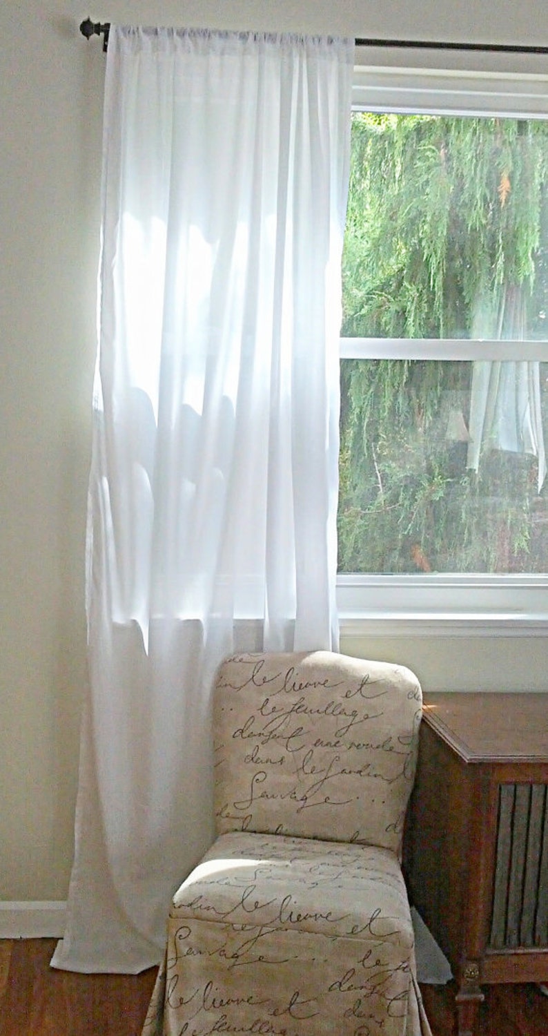 One White Muslin Curtain Panels 115 Wide Custom Made Etsy