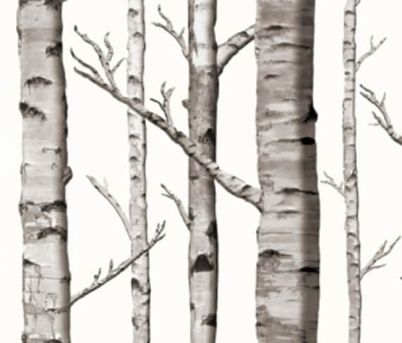 Watercolor Sketch White Birches Organic Betula Pendula Drapery Curtain One Panel Leaves Silver Birch Blackout lining available